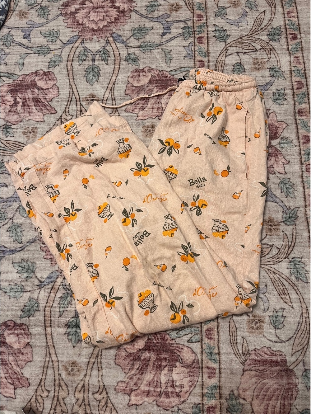 Wild Fable XXS Beige Orange Print Wide Leg Pants